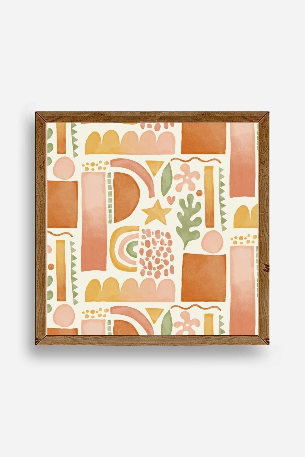 Soyut Ahşap Çerçeveli Tablo 50 x 50