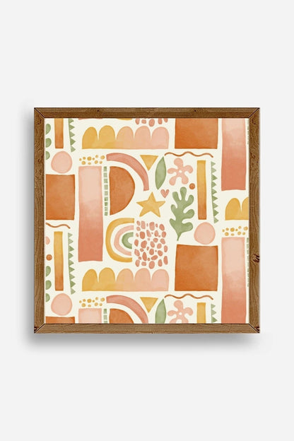 Soyut Ahşap Çerçeveli Tablo 50 x 50