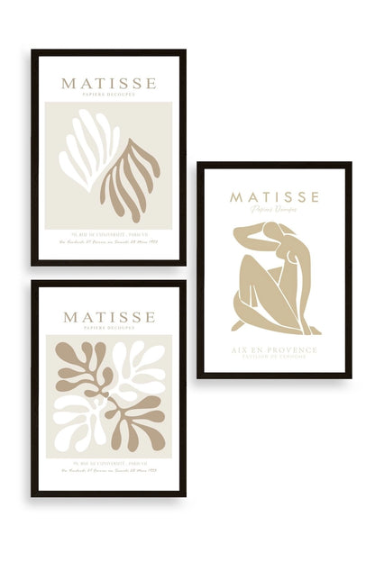 Matisse Üçlü Ahşap Çerçeveli Tablo 50 x 70