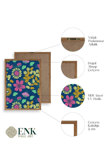 Çiçekler Ahşap Çerçeveli Tablo 50 x 70