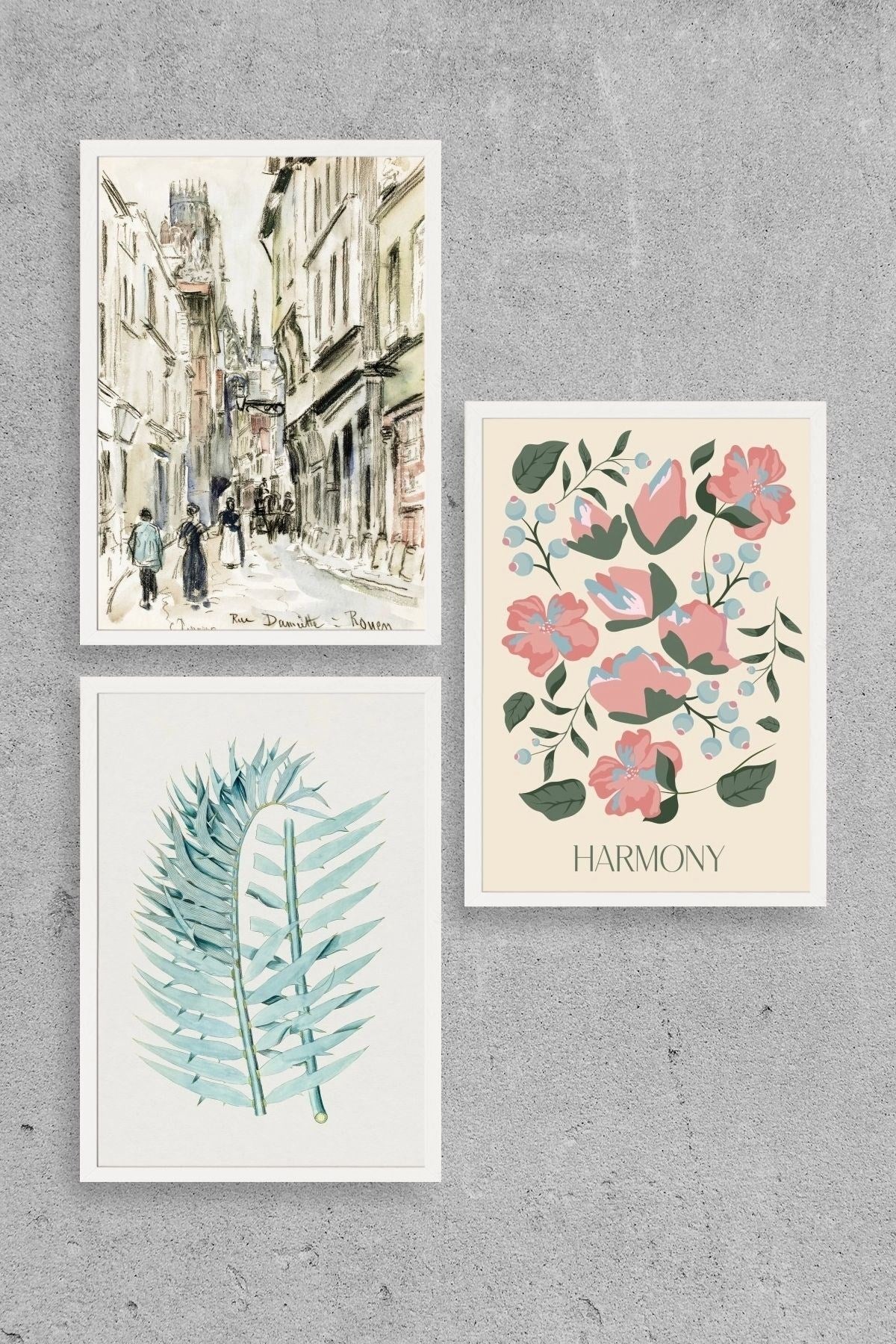 Harmony Üçlü Ahşap Çerçeveli Tablo 30 x 40