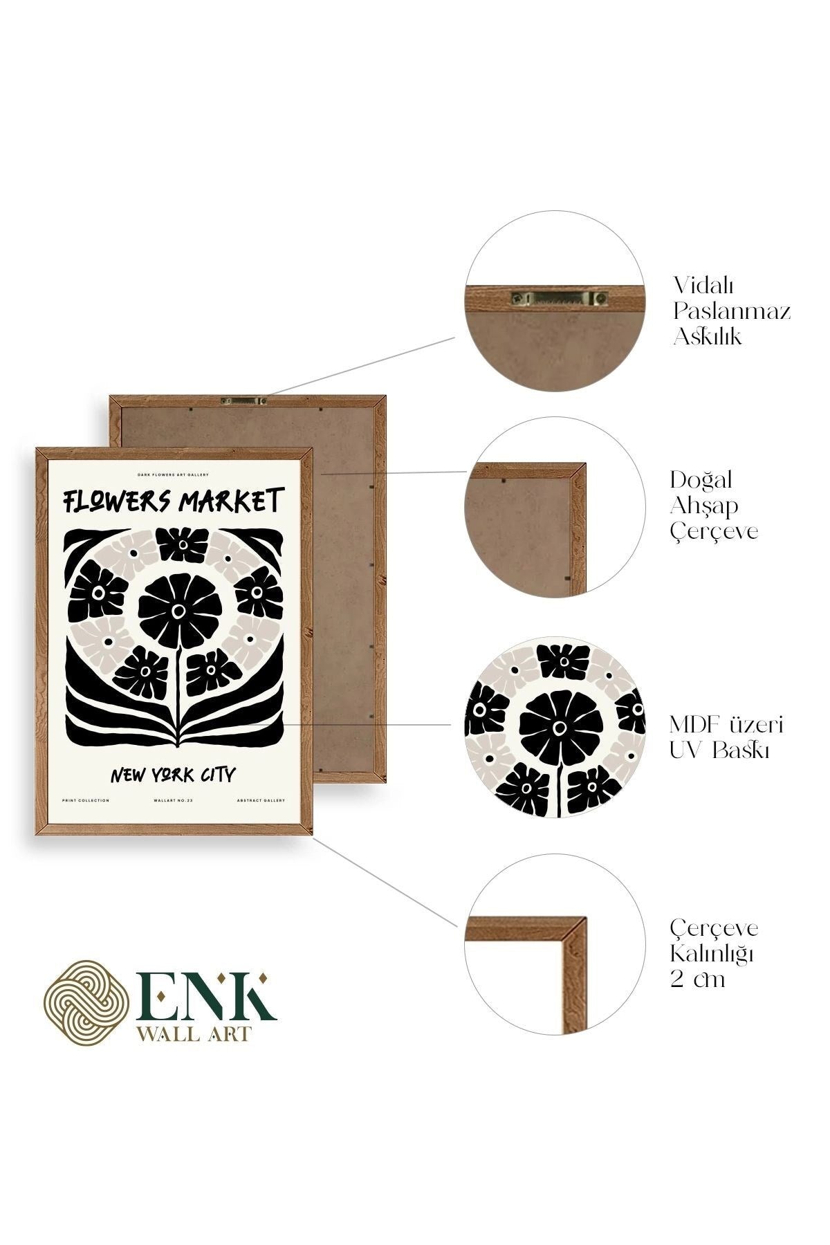 Soyut Ahşap Çerçeveli Tablo 23 x 30