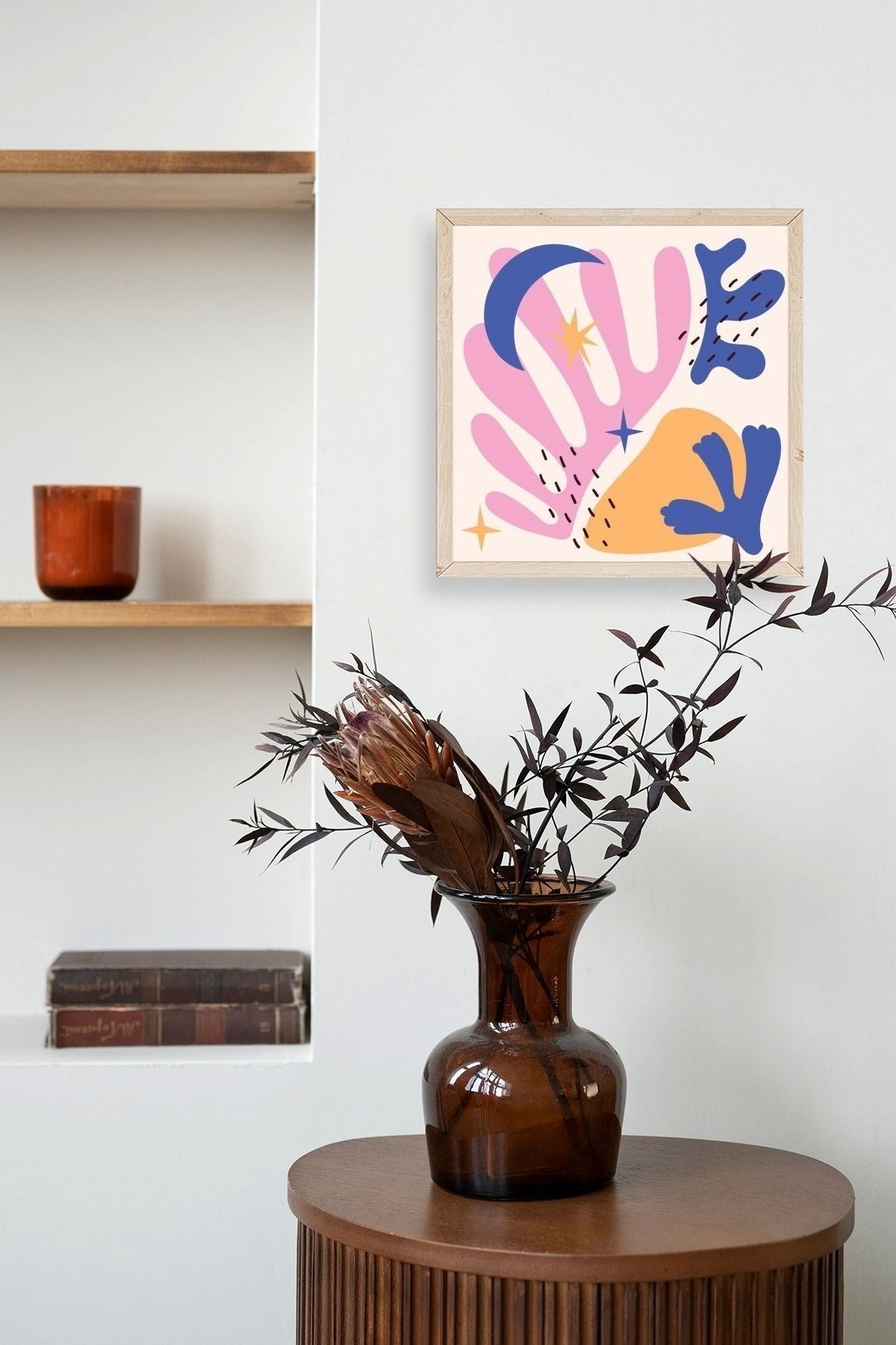 Soyut Ahşap Çerçeveli Tablo 42 x 42