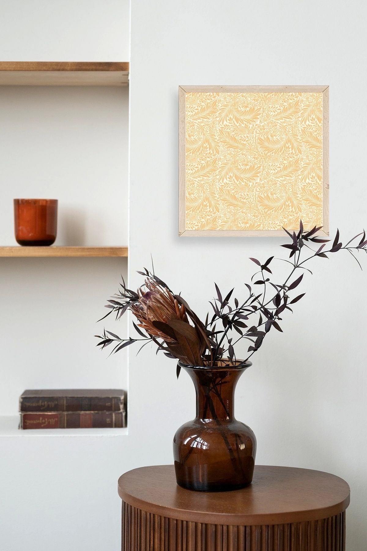 Yaprak Ahşap Çerçeveli Tablo 42 x 42