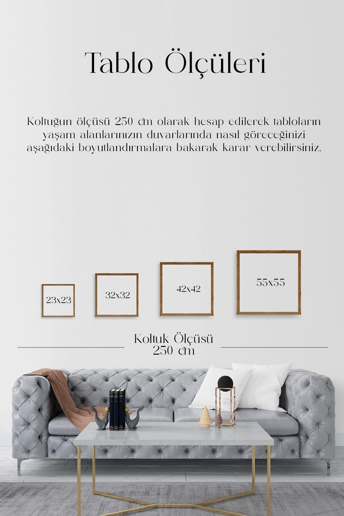 Kare Ahşap Çerçeveli Tablo 23 x 23