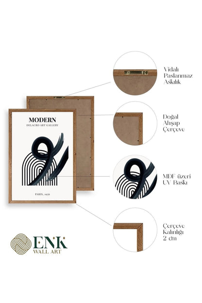 Modern Üçlü Ahşap Çerçeveli Tablo 50 x 70