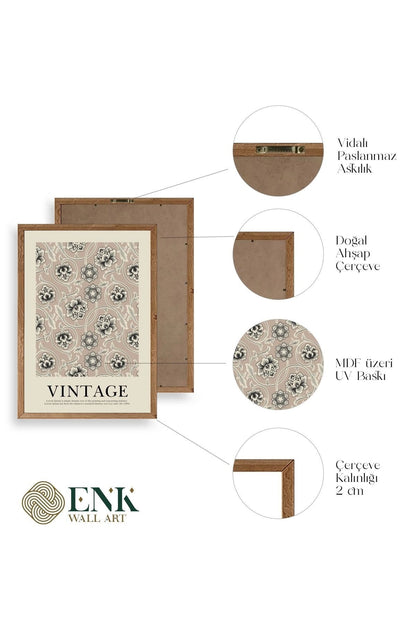 Vintage Ahşap Çerçeveli Tablo 30 x 42