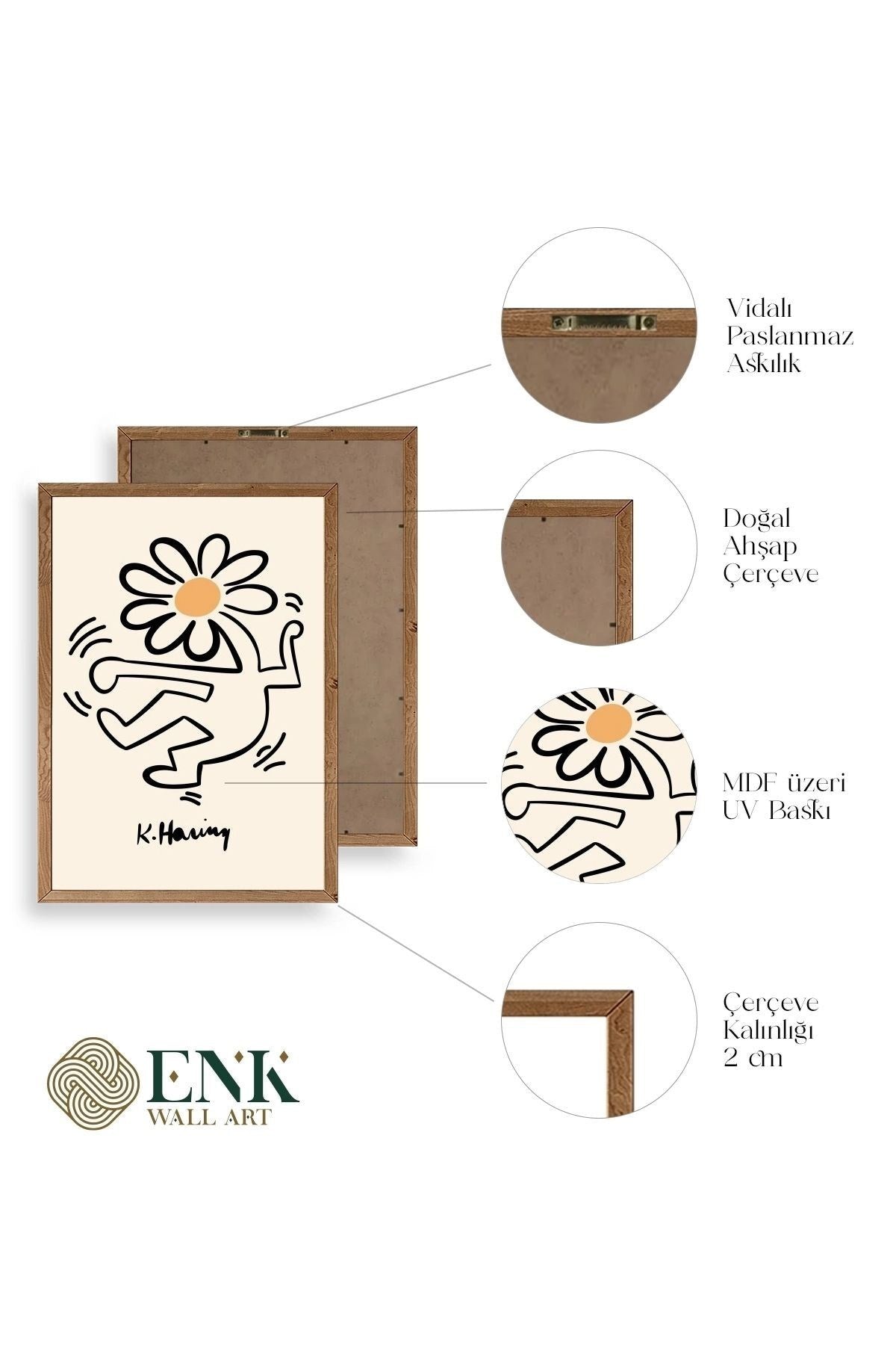 Keith Haring Ahşap Çerçeveli Tablo 17 x 23