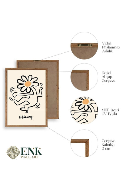 Keith Haring Ahşap Çerçeveli Tablo 17 x 23