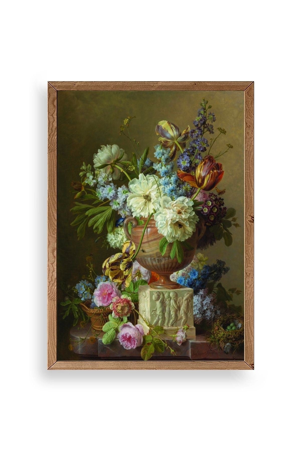 Çiçekler Ahşap Çerçeveli Tablo 17 x 23