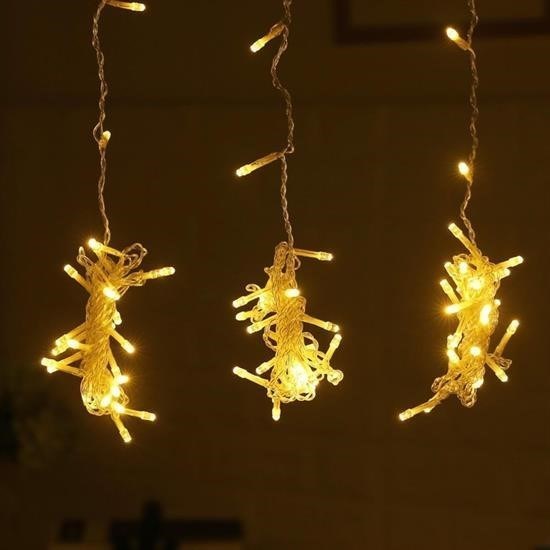 BUFFER® 8 Fonksiyonlu 200 Led 10 Saçak Şerit Led 2x2 Perde İp Led  (Gün Işığı)