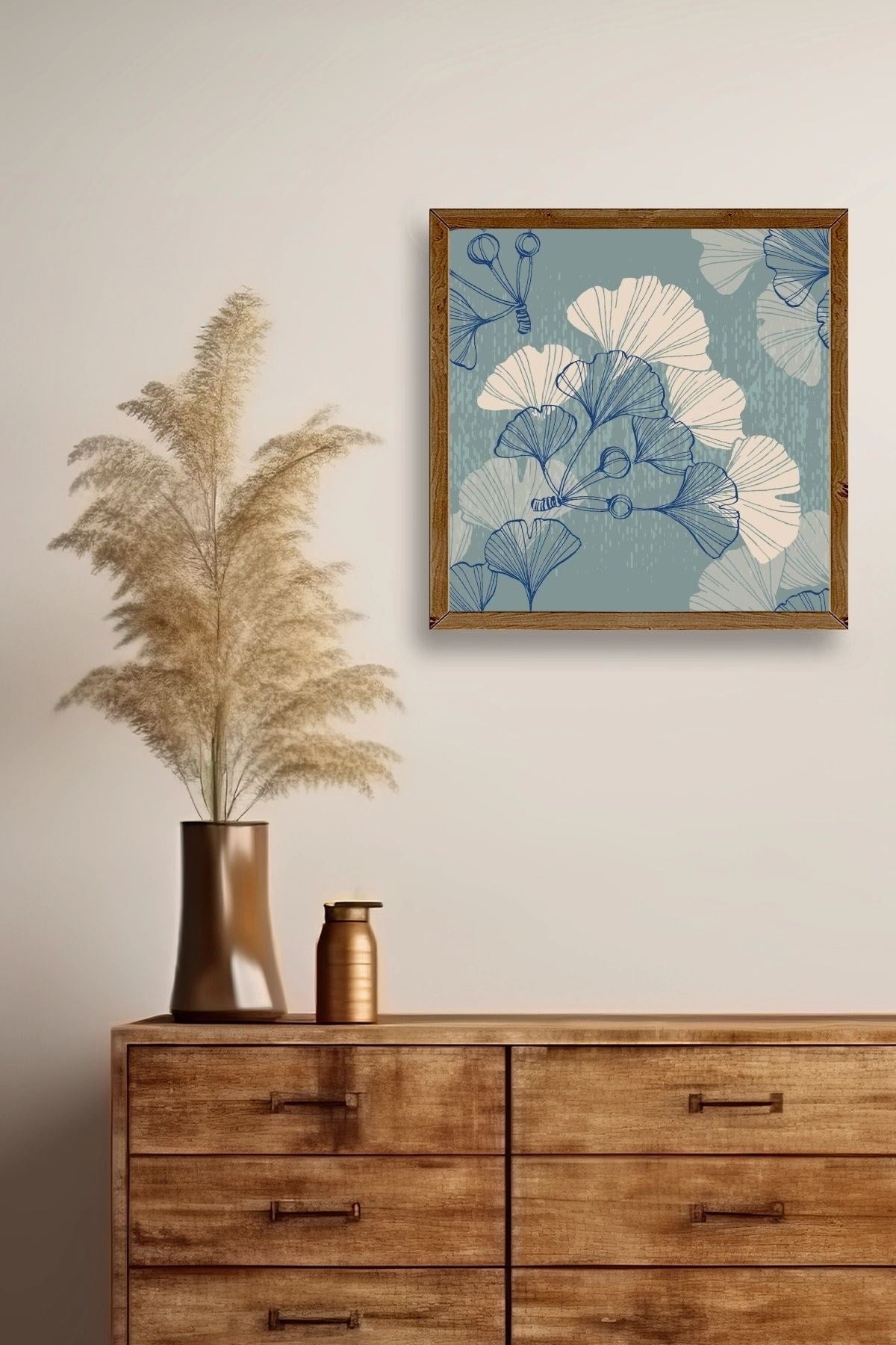 Çiçek Ahşap Çerçeveli Tablo 23 x 23