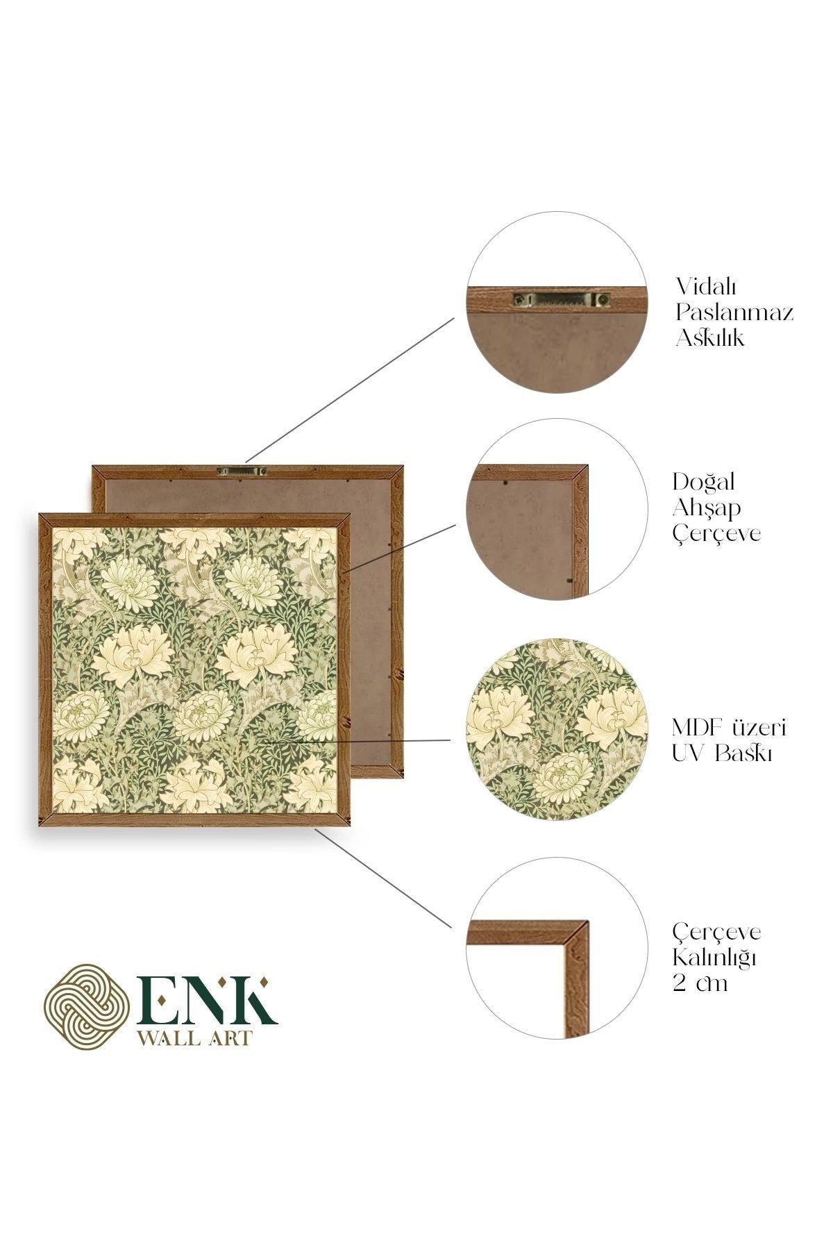 Çiçek Ahşap Çerçeveli Tablo 23 x 23