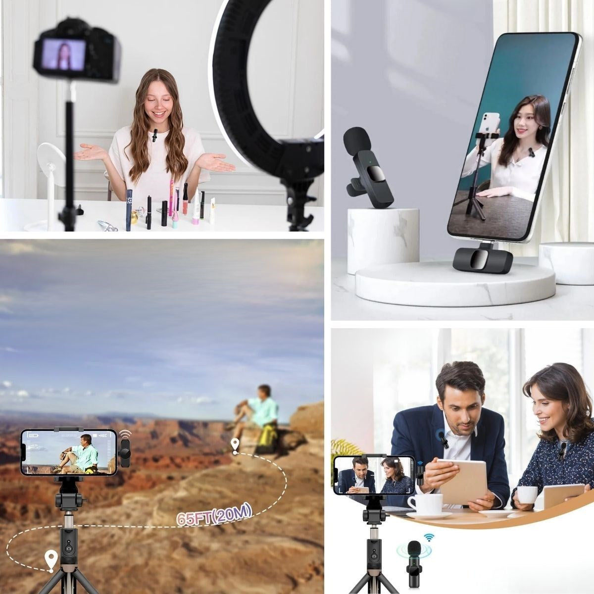 BUFFER® Type C Uyumlu İphone Dönüştürücülü Kablosuz Yaka Mikrofonu Android ve İphone Uyumlu Mini Mikrofon