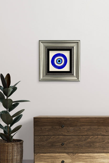 Nazar Boncuğu Çerçeveli Taş Tablo 20 cm