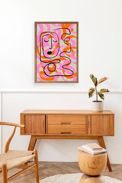 Soyut Ahşap Çerçeveli Tablo 30 x 42