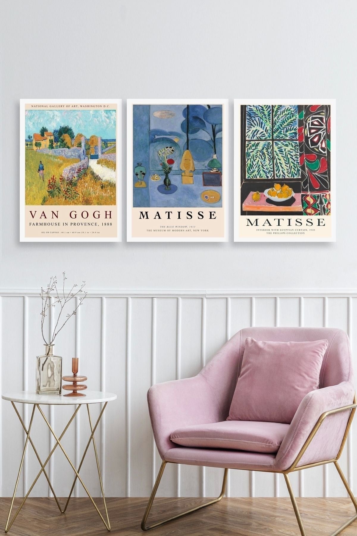 Ünlü Tablolar Üçlü Ahşap Çerçeveli Tablo 40 x 60