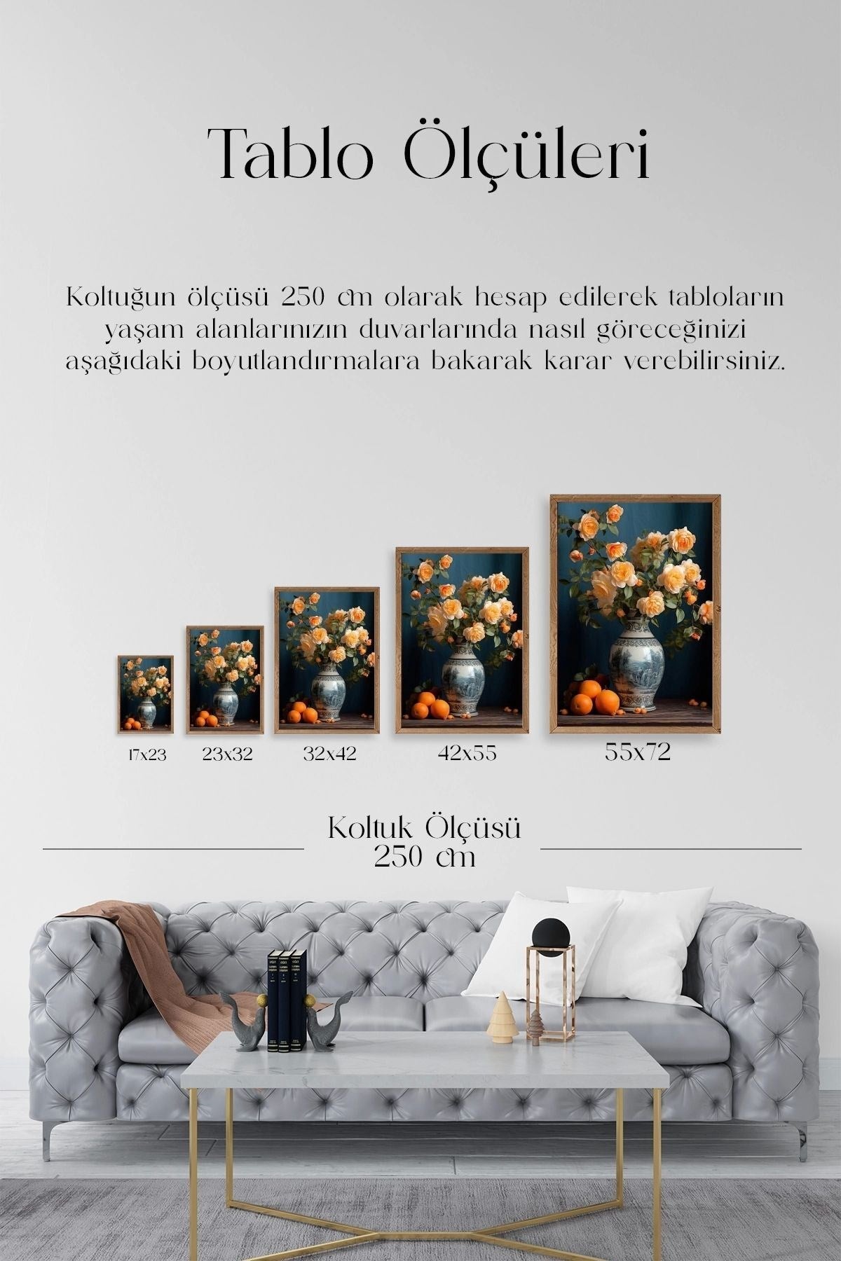 Çiçekli Vazo Ahşap Çerçeveli Tablo 23 x 30