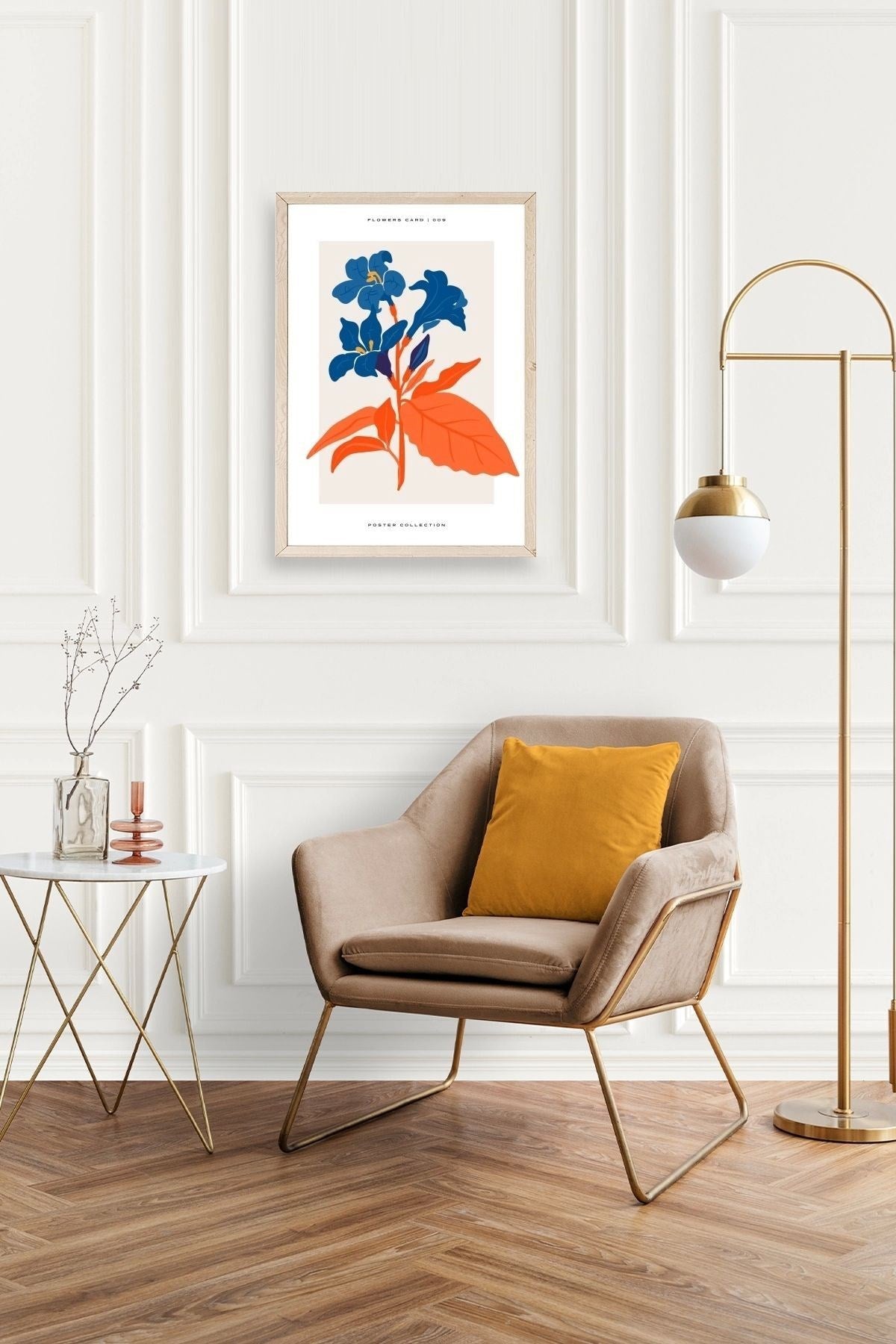 Çiçekler Ahşap Çerçeveli Tablo 50 x 70