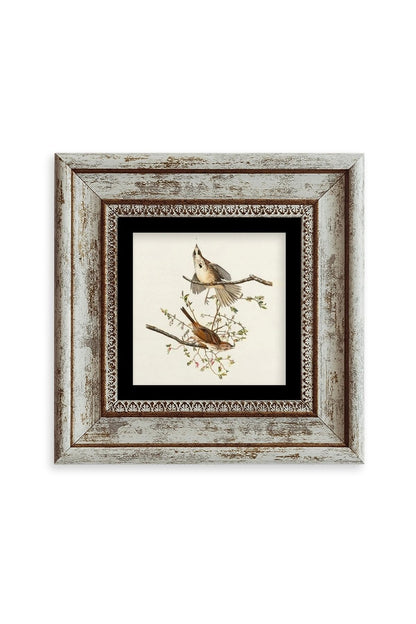 Yabani Dal Serçe Çerçeveli Taş Tablo 20 cm