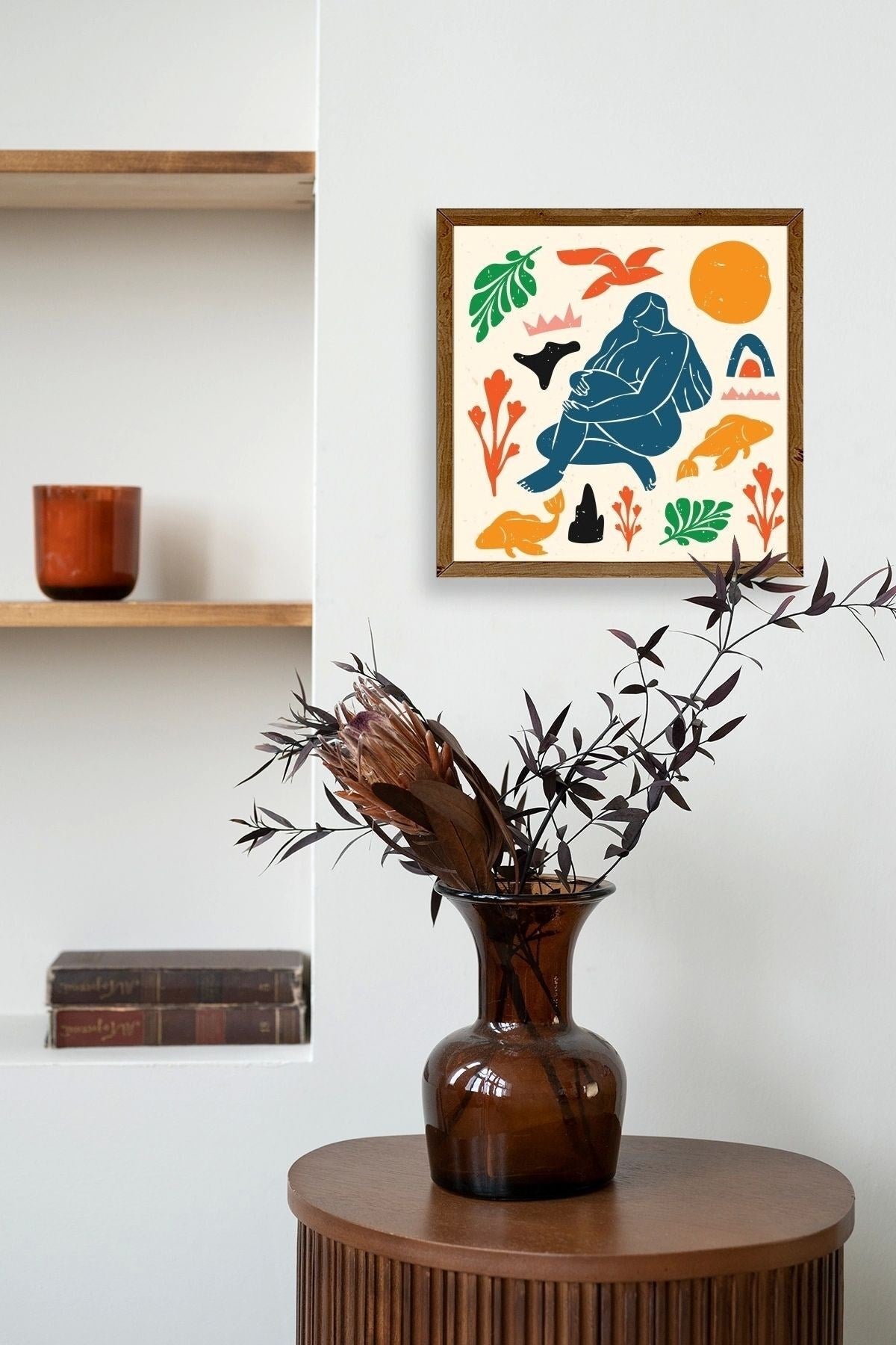 Kadın Ahşap Çerçeveli Tablo 50 x 50