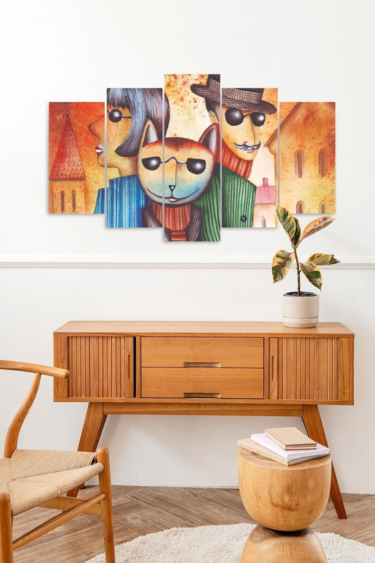 Karakter Manzarası 5 Parçalı Mdf Tablo 60 x 100