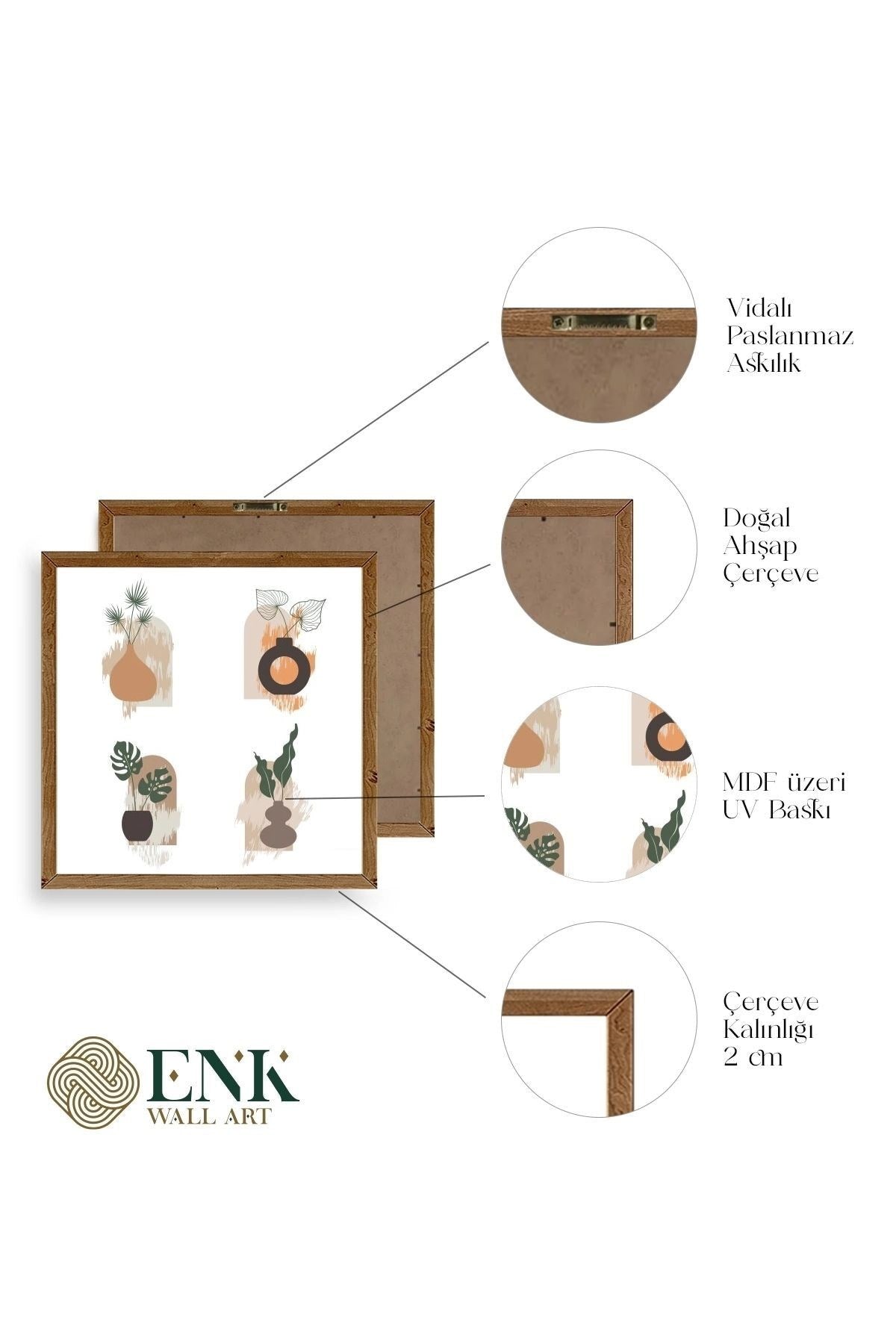 Çiçek Ahşap Çerçeveli Tablo 50 x 50