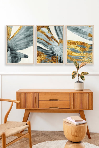 Manzara Üçlü Ahşap Çerçeveli Tablo 23 x 30