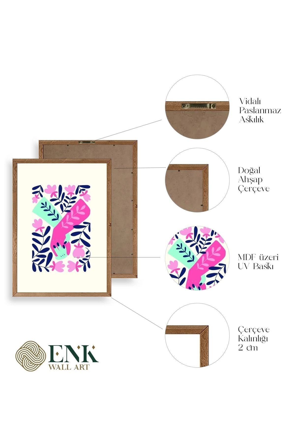 Soyut Ahşap Çerçeveli Tablo 30 x 42