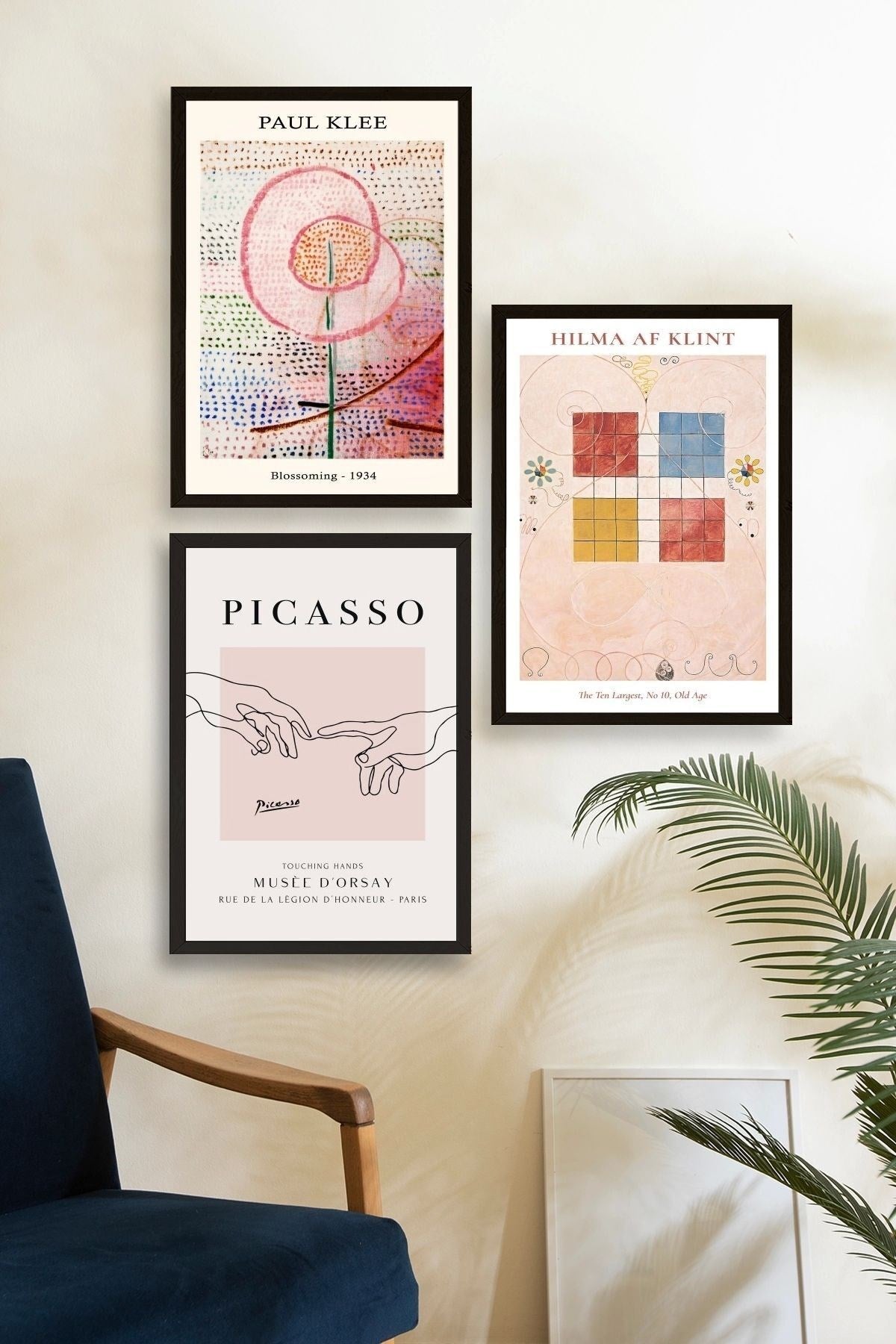 Ünlü Tablolar Üçlü Ahşap Çerçeveli Tablo 23 x 30