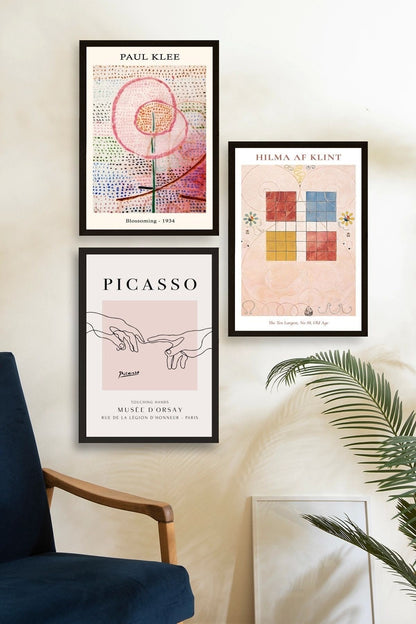 Ünlü Tablolar Üçlü Ahşap Çerçeveli Tablo 23 x 30