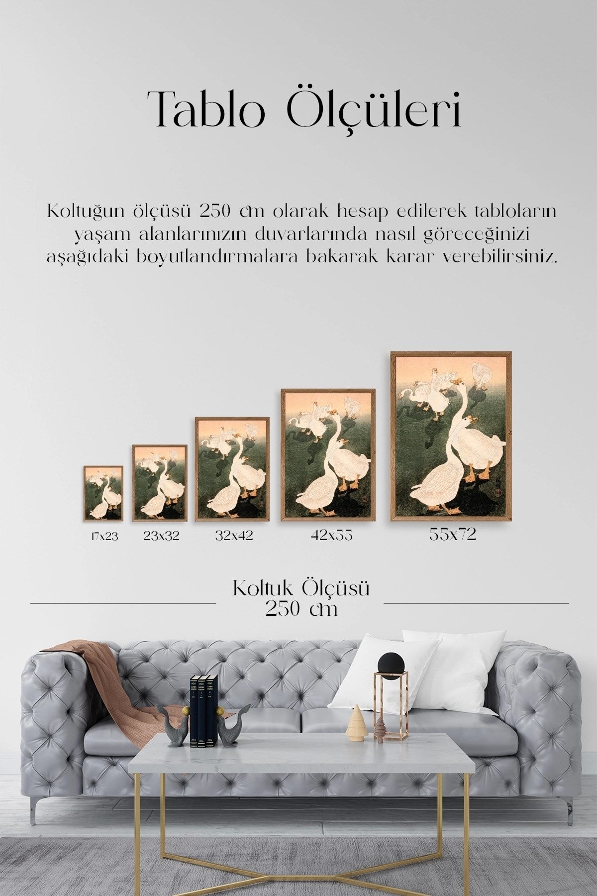 Kuğular Ahşap Çerçeveli Tablo 30 x 42