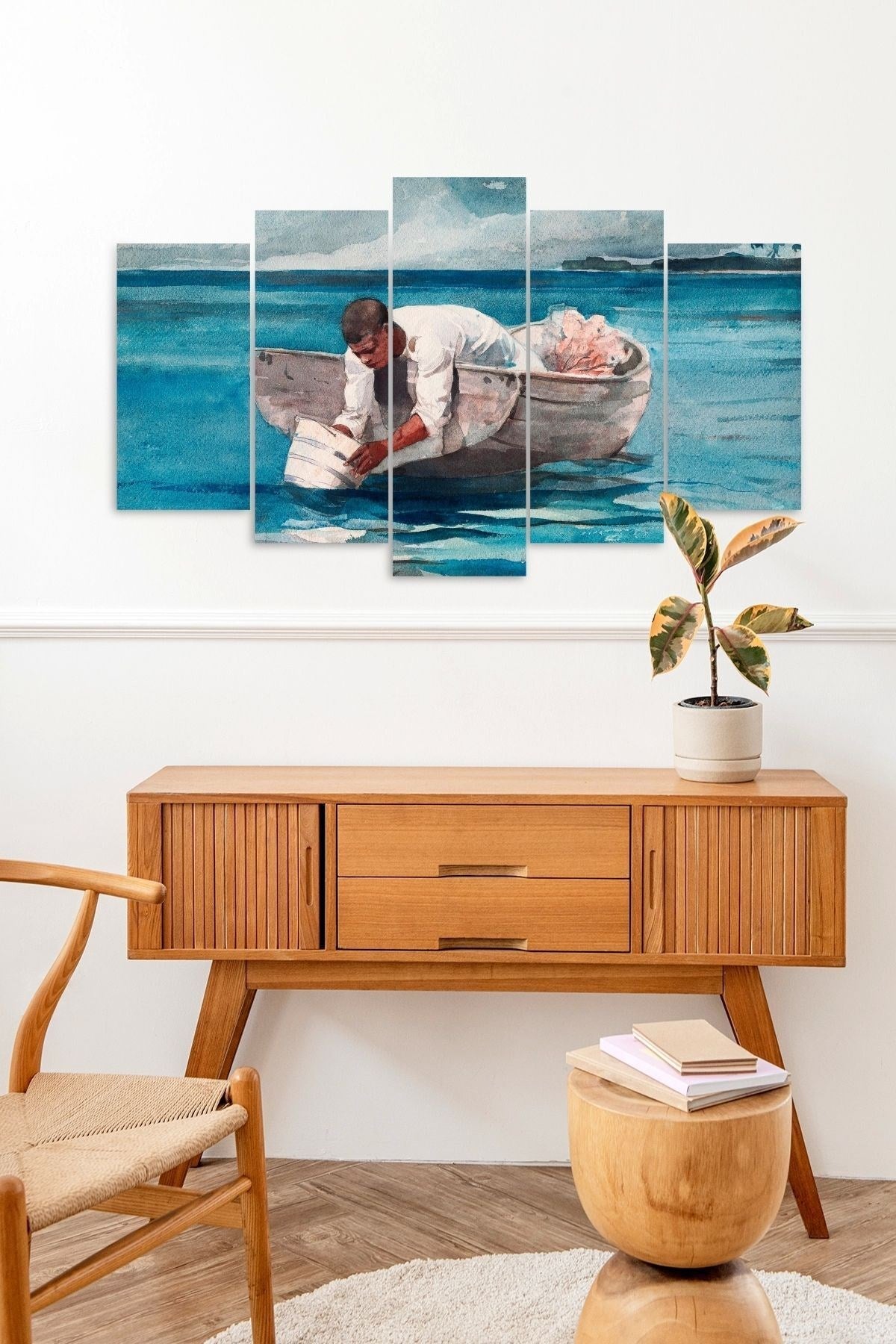 Deniz Manzarası 5 Parçalı Mdf Tablo 60 x 100