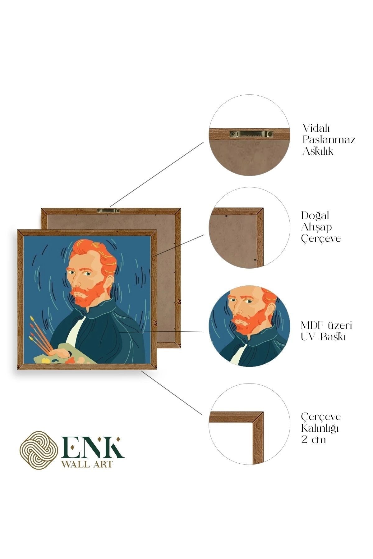Van Gogh Ahşap Çerçeveli Tablo 42 x 42