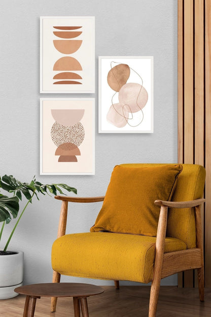 Modern Üçlü Ahşap Çerçeveli Tablo 40 x 60