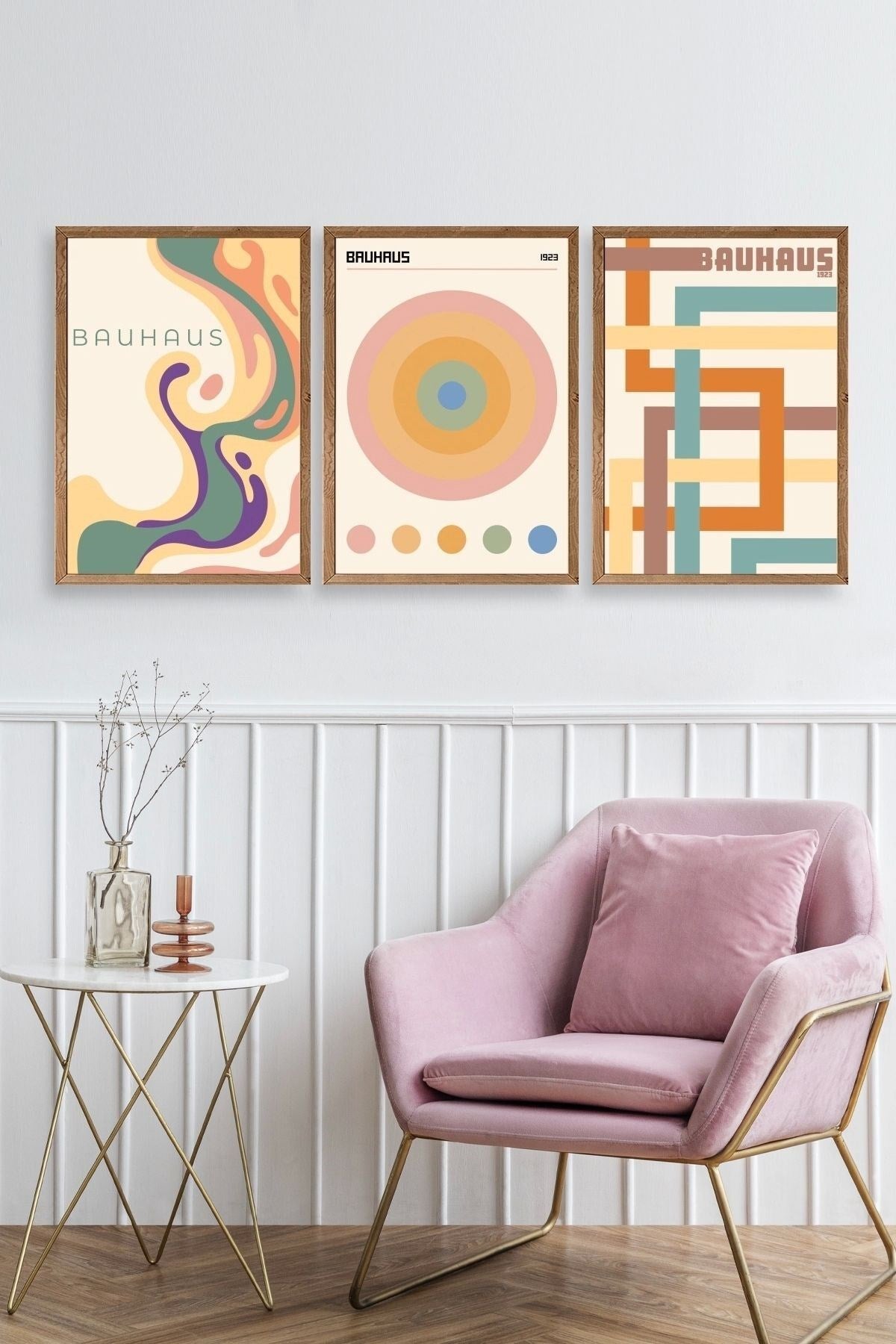 Bauhaus Üçlü Ahşap Çerçeveli Tablo 30 x 40