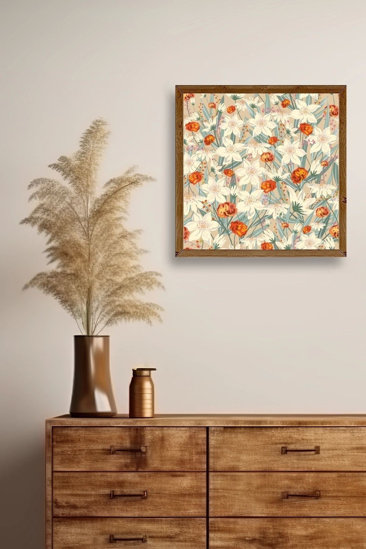 Çiçek Ahşap Çerçeveli Tablo 42 x 42