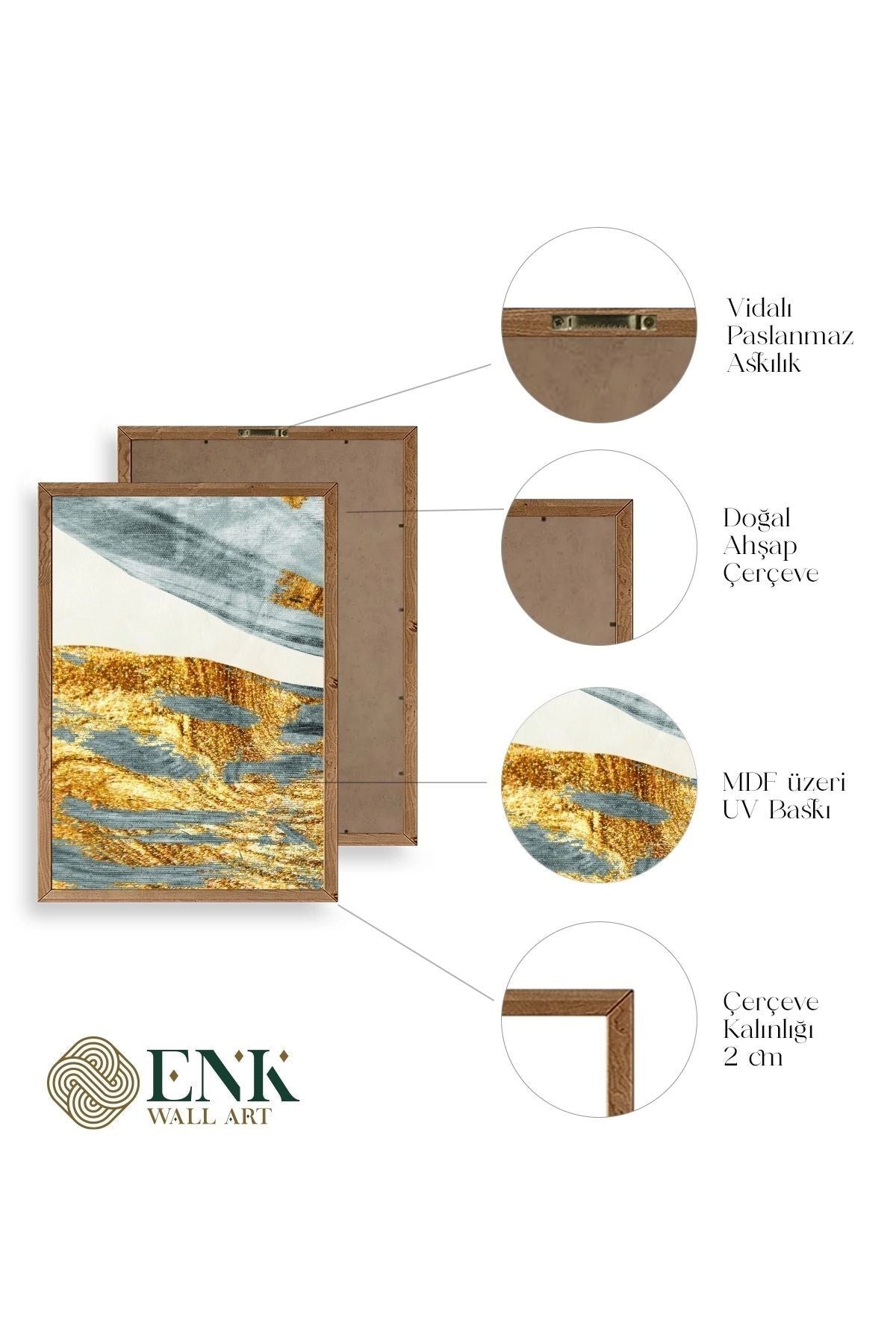 Soyut Ahşap Çerçeveli Tablo 30 x 42