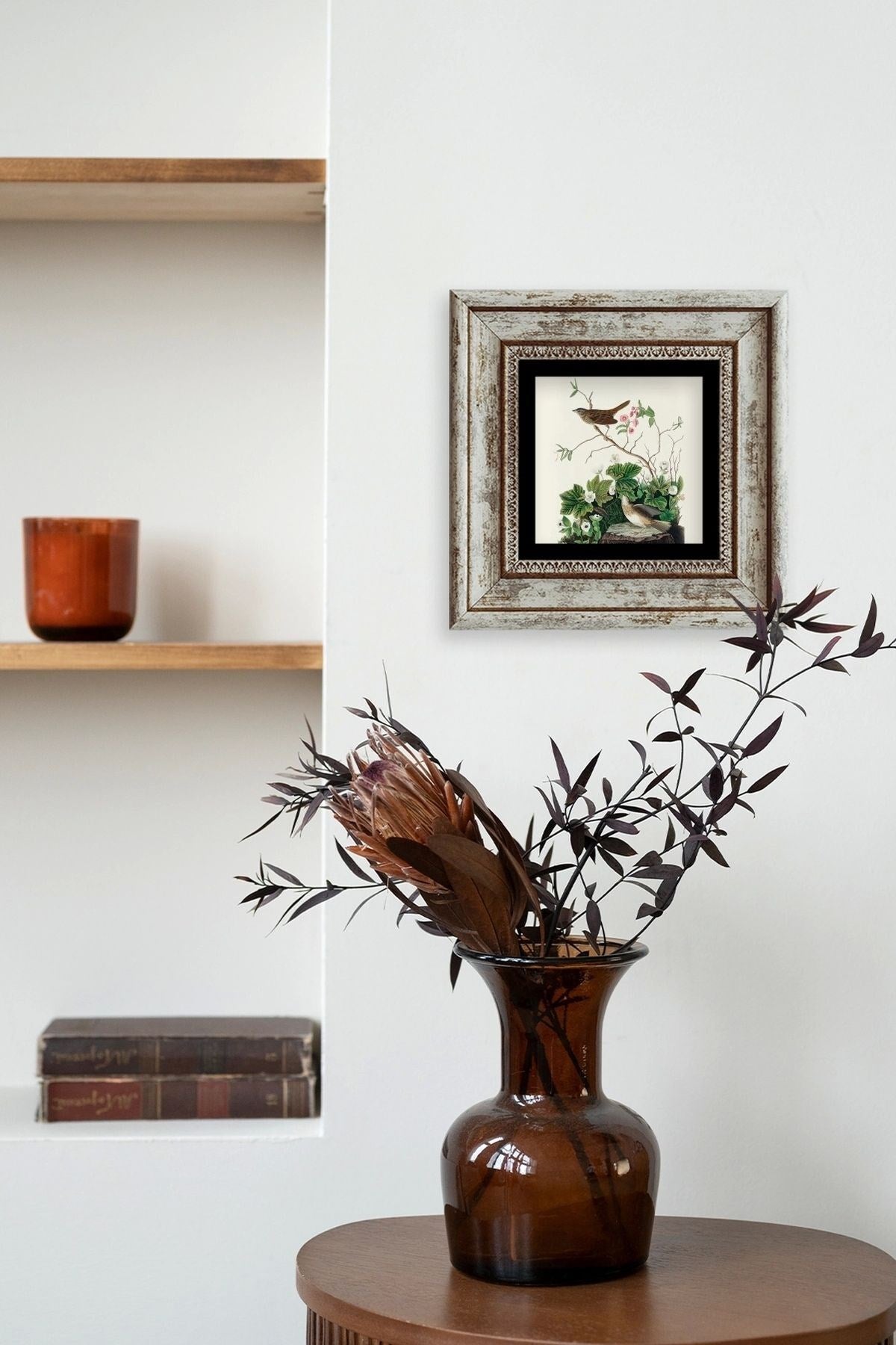 Kuşlar Çerçeveli Taş Tablo 20 cm