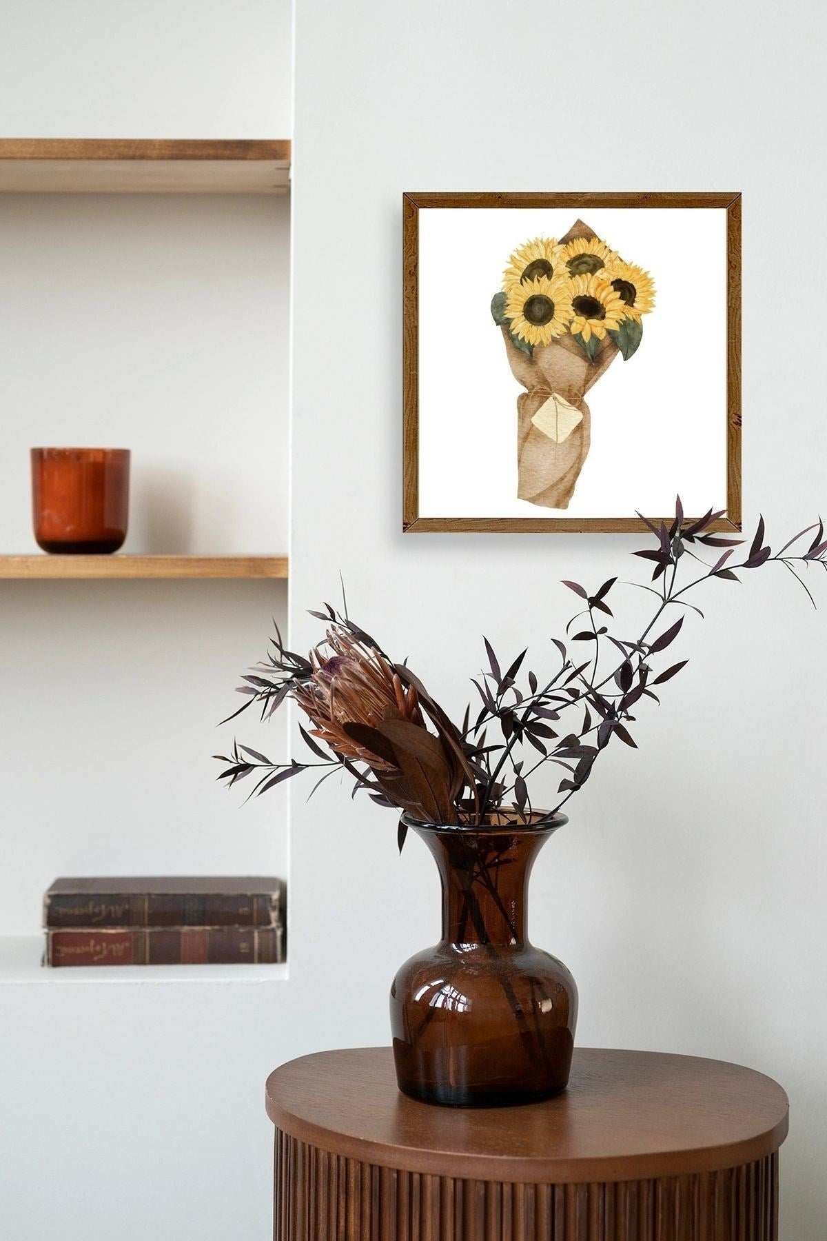 Çiçek Ahşap Çerçeveli Tablo 50 x 50