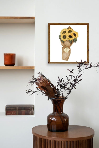 Çiçek Ahşap Çerçeveli Tablo 50 x 50