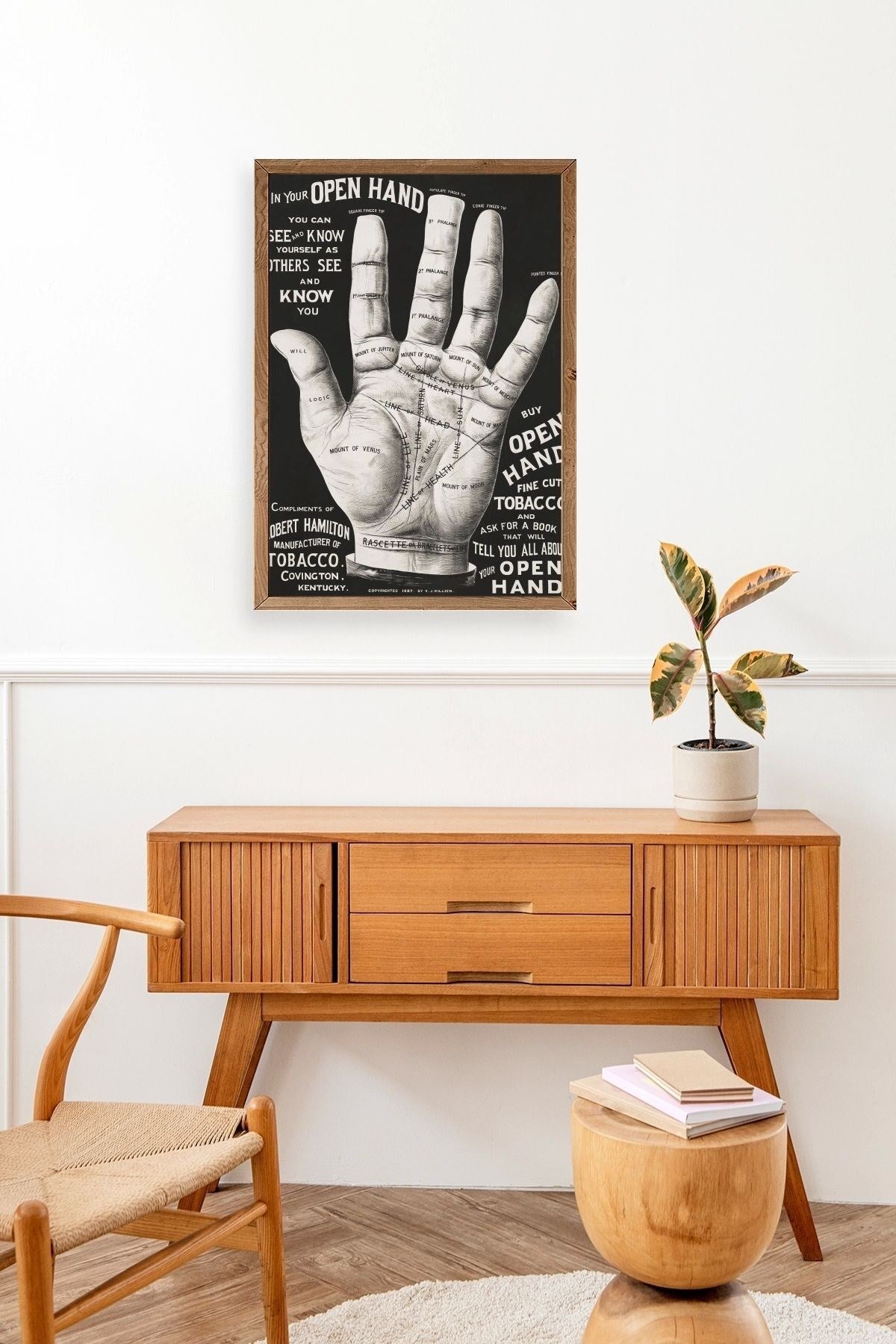 Avuç Okuma Rehberi Ahşap Çerçeveli Tablo 50 x 70