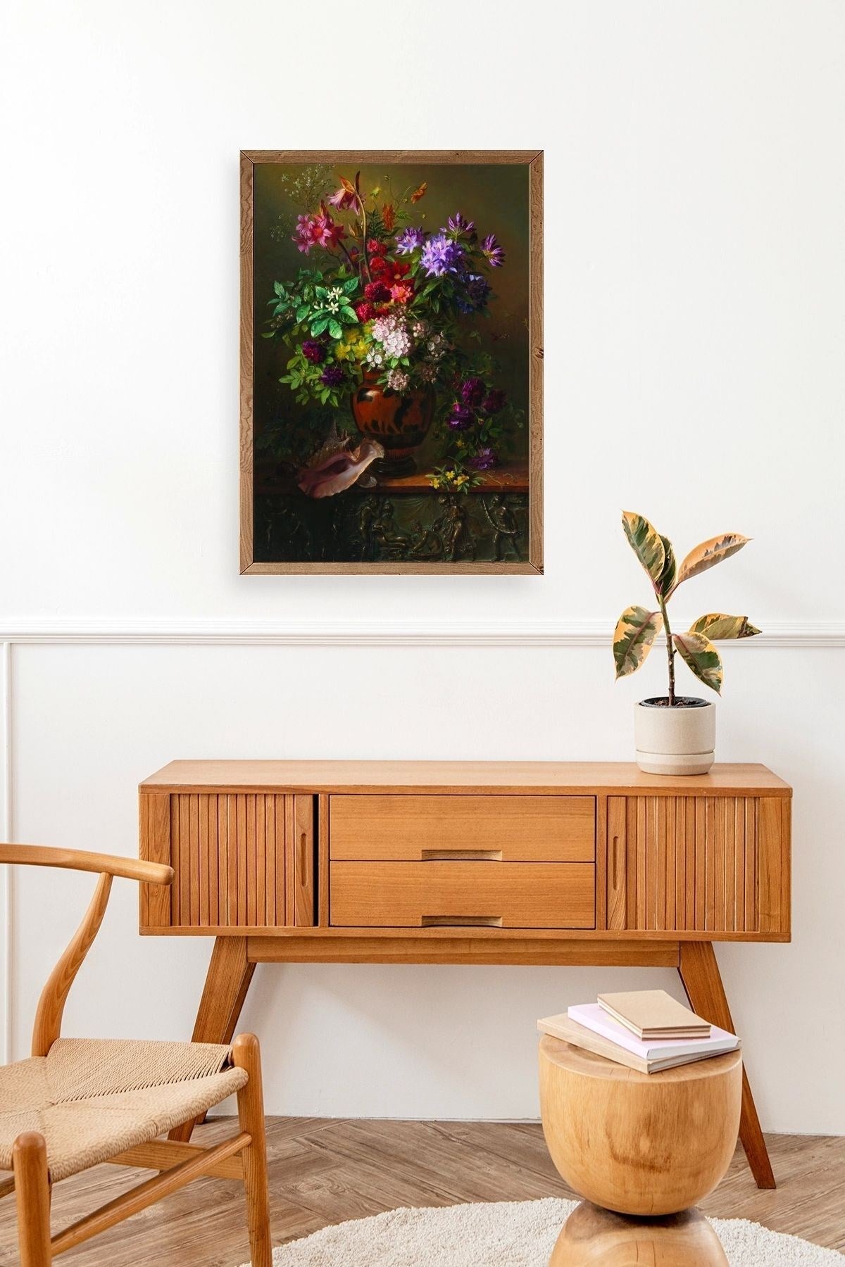 Çiçekler Ahşap Çerçeveli Tablo 23 x 30