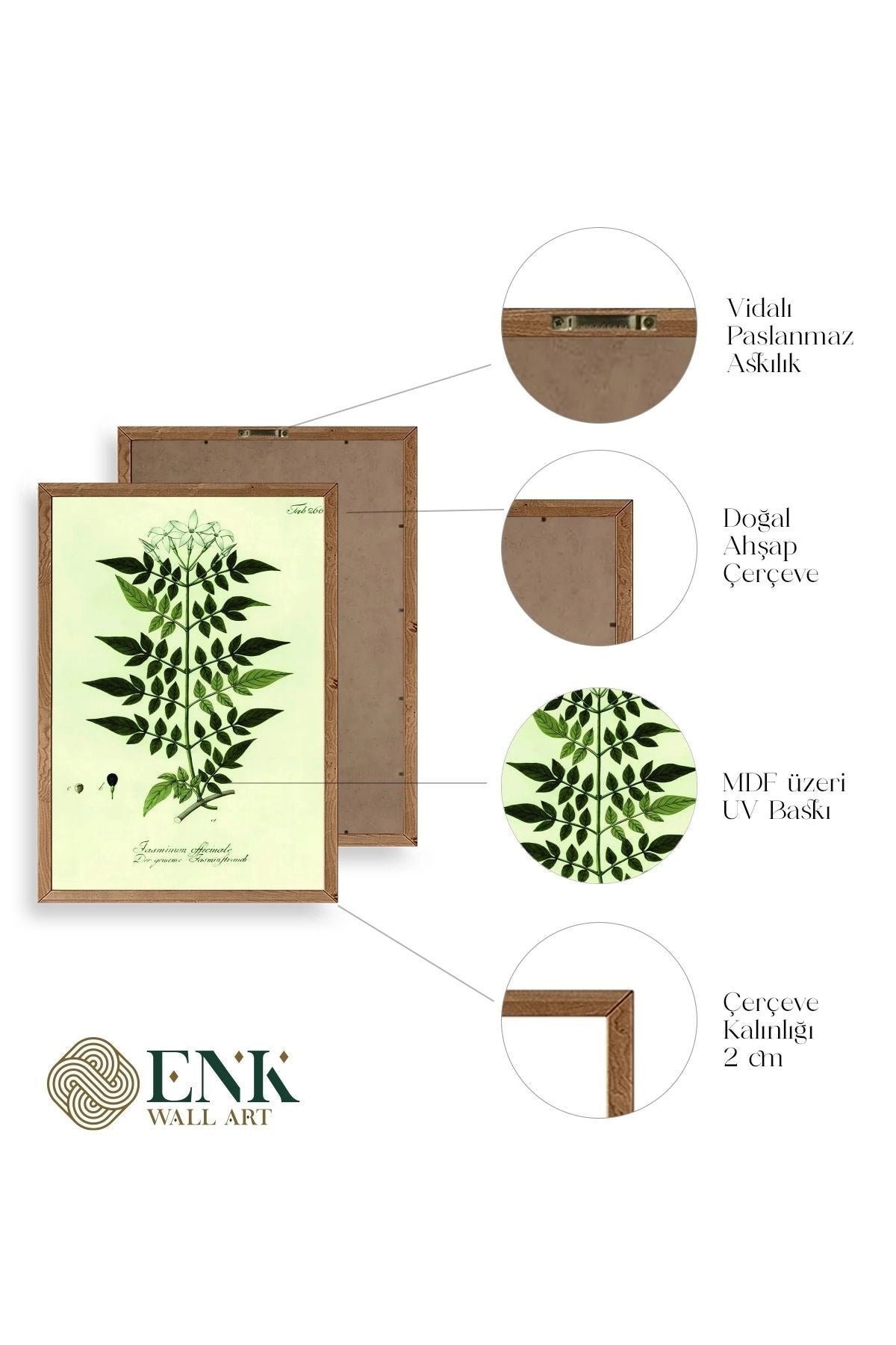 Yapraklar Ahşap Çerçeveli Tablo 17 x 23