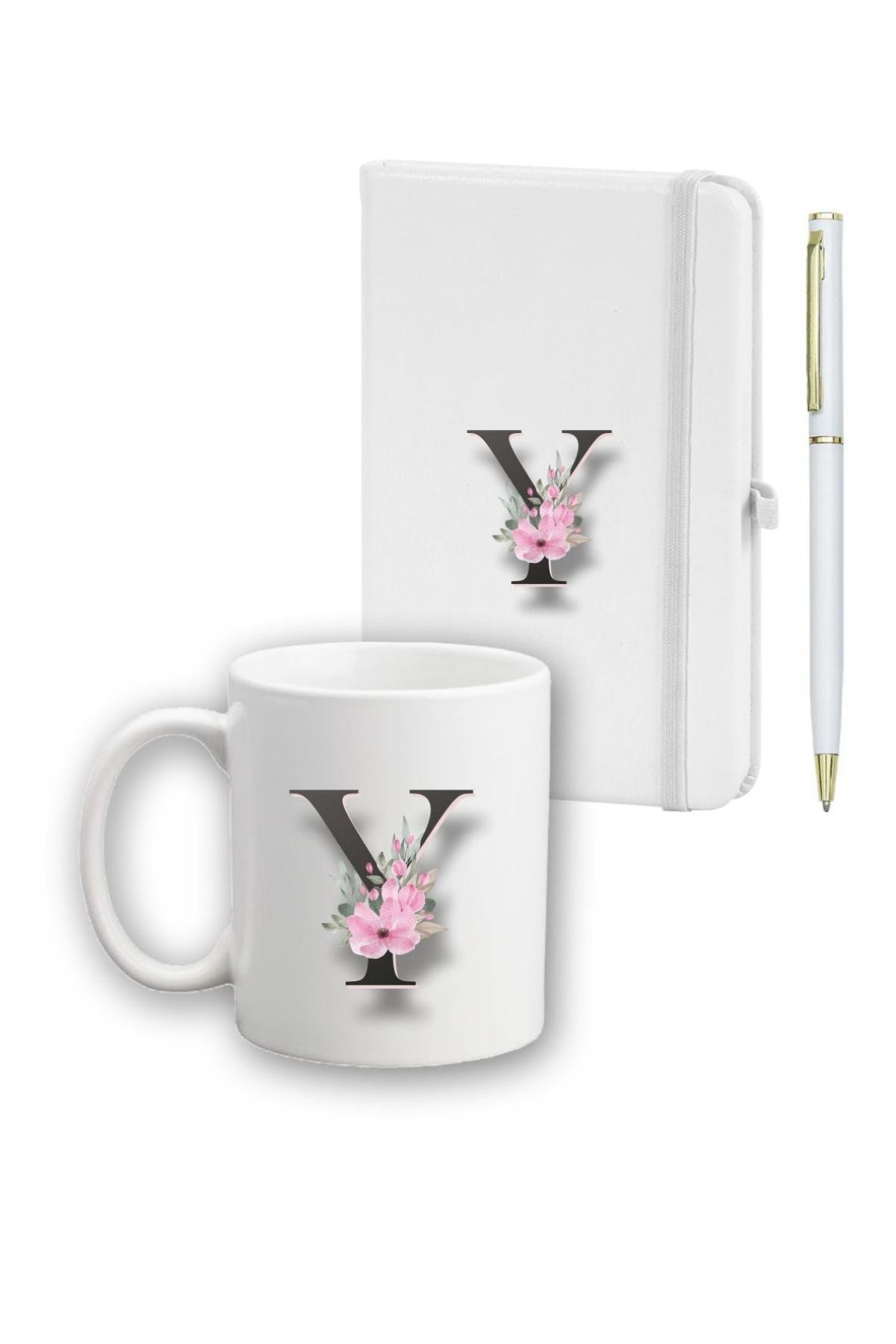 Çiçek Desen Ajanda, Kupa Ve Kalem Seti