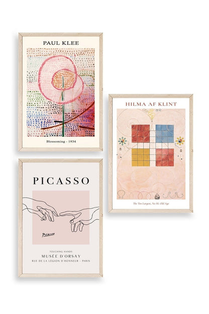 Ünlü Tablolar Üçlü Ahşap Çerçeveli Tablo 50 x 70