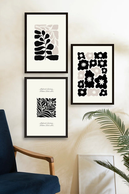 Modern Üçlü Ahşap Çerçeveli Tablo 50 x 70