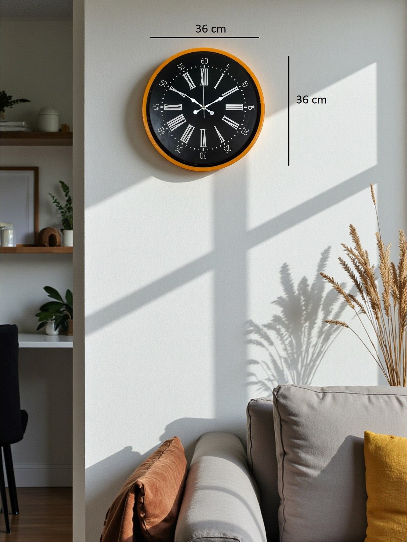 Zentime 36 Cm Turuncu Dekoratif Duvar Saati