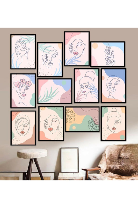 12 Parça Çerçeve Görünümlü Mdf Tablo Seti 15 x 20