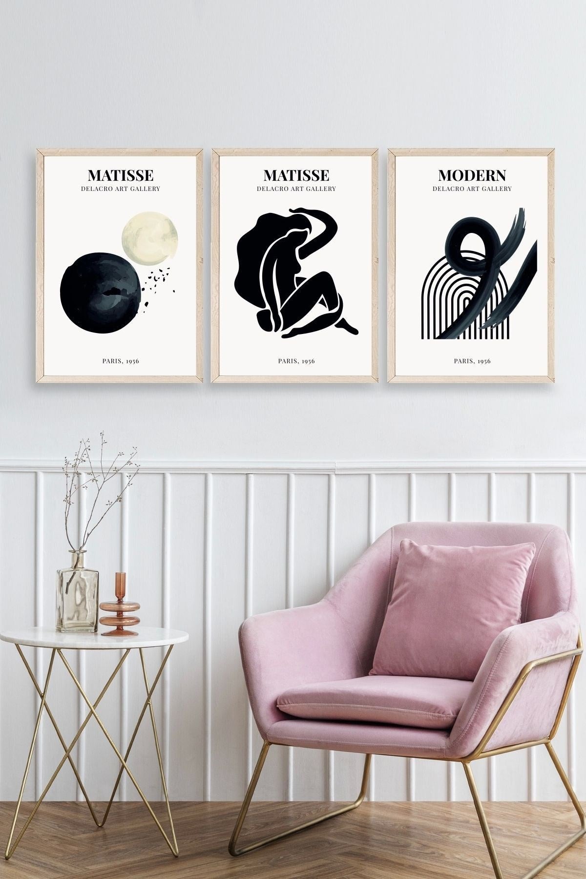 Matisse Üçlü Ahşap Çerçeveli Tablo 40 x 60